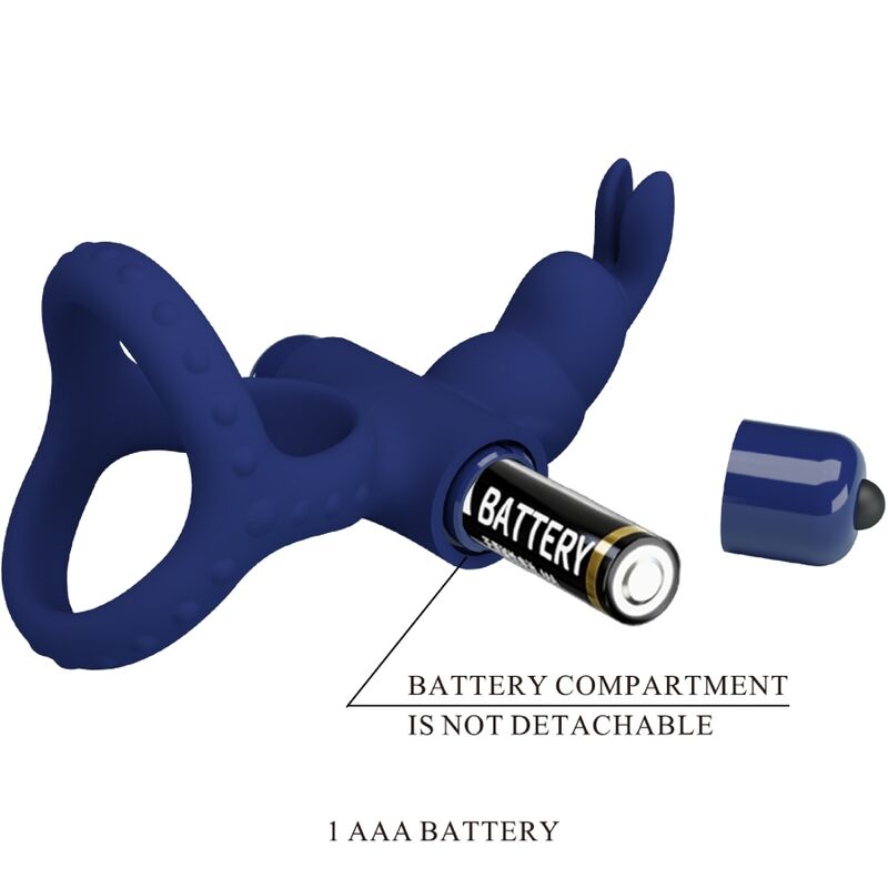 For Him-Luchito Anello Vibrante Doppio Rabbit Blu-Silicone, 10 2 For Him-Luchito Anello Vibrante Doppio Rabbit Blu-Silicone, 10 — PRETTY LOVE · Anelli & Guaine per pene (imaginea 2)