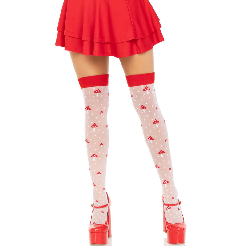 Leg Avenue-Calze fino alla coscia con funghi Rosso e Bianco 1 Leg Avenue-Calze fino alla coscia con funghi Rosso e Bianco · Lingerie sexy donna