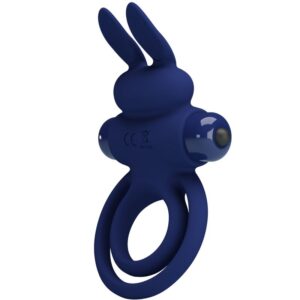 For Him-Darey Anello Vibrante Doppio Coniglio, Blu-Silicone, 10