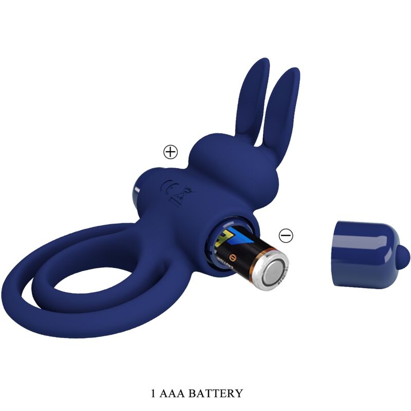 For Him-Darey Anello Vibrante Doppio Coniglio, Blu-Silicone, 10 5 For Him-Darey Anello Vibrante Doppio Coniglio, Blu-Silicone, 10 — PRETTY LOVE · Anelli & Guaine per pene (imaginea 5)