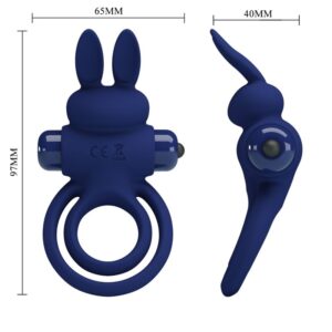 For Him-Darey Anello Vibrante Doppio Coniglio, Blu-Silicone, 10 13 For Him-Darey Anello Vibrante Doppio Coniglio, Blu-Silicone, 10 — PRETTY LOVE · Anelli & Guaine per pene (imaginea 4)