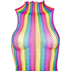 Leg Avenue-Top corto in rete multicolore con colletto alto · Lingerie sexy donna (imaginea 2)