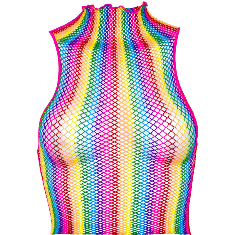 Leg Avenue-Top corto in rete multicolore con colletto alto 2 Leg Avenue-Top corto in rete multicolore con colletto alto · Lingerie sexy donna (imaginea 2)