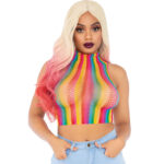 Leg Avenue-Top corto in rete multicolore con colletto alto · Lingerie sexy donna