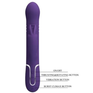 High Tech-Coda Rabbit Vibrator 4 in 1 Purple-Silicone, 7 velocità — PRETTY LOVE · Vibratori (imaginea 7)