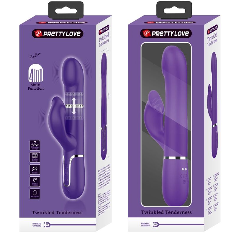 High Tech-Zalin Rabbit Vibrator Pearls 4 in 1 Viola-Silicone, 7 — PRETTY LOVE · Vibratori (imaginea 8)