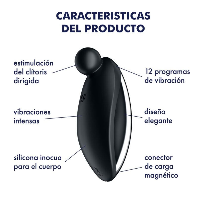 Satisfyer Vibrator-Spot on 2 Vibrator Lay-on Nero-Silicone, 12 · Vibratori (imaginea 4)