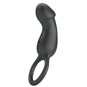 For Him-Anello Vibratore Nero con Stimolatore-Silicone, 7 velocità — PRETTY LOVE · Anelli & Guaine per pene (imaginea 3)