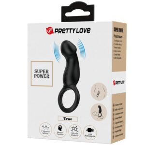 For Him-Anello Vibratore Nero con Stimolatore-Silicone, 7 velocità — PRETTY LOVE · Anelli & Guaine per pene (imaginea 6)