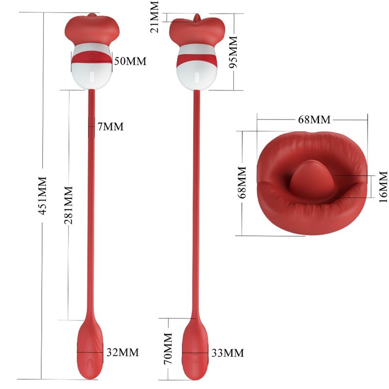 Fun Toys-Aliyah Masturbatore orale Rosso-Silicone, 5 velocità — PRETTY LOVE · Masturbatori (imaginea 5)