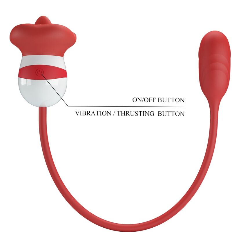 Fun Toys-Aliyah Masturbatore orale Rosso-Silicone, 5 velocità