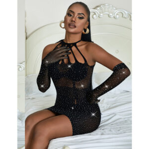 Subblime Dresses-952235 Abito a rete con strass Nero One Size · Lingerie sexy donna (imaginea 9)
