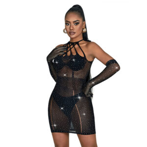 Subblime Dresses-952235 Abito a rete con strass Nero One Size · Lingerie sexy donna (imaginea 4)