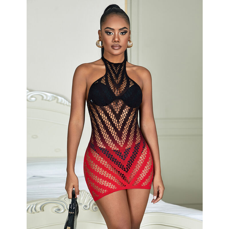 Subblime Dresses-952242 Abito Rete Elastica Degradé Rosso · Lingerie sexy donna (immagine 8)