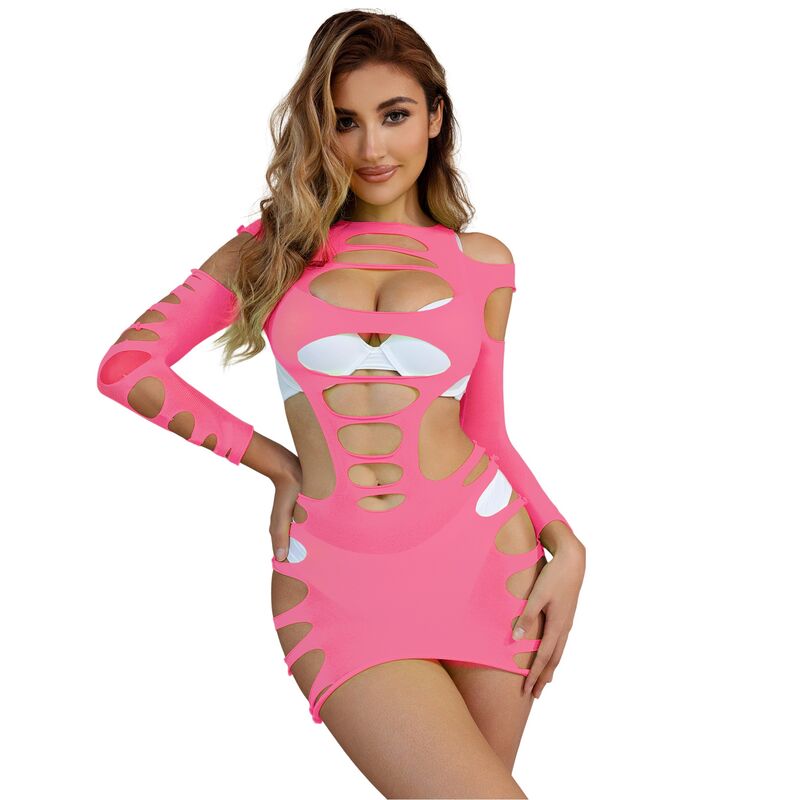 Subblime Dresses-952273 Abito in rete elastica con maniche lunghe · Lingerie sexy donna (immagine 4)