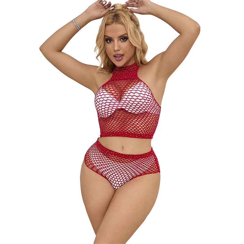 Subblime Sets-952402 Set Rete Strass Rosa, One Size · Lingerie sexy donna (immagine 4)