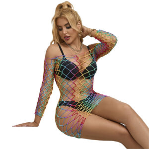 Subblime Dresses-952426 Vestito Rete Manica Lunga Rainbow One Size · Lingerie sexy donna (immagine 5)