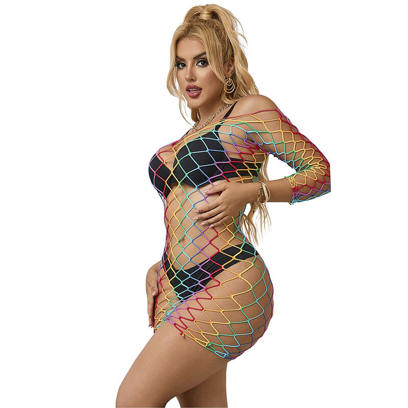 Subblime Dresses-952426 Vestito Rete Manica Lunga Rainbow One Size · Lingerie sexy donna (immagine 8)