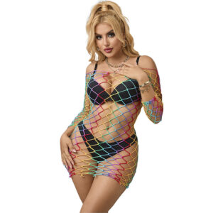 Subblime Dresses-952426 Vestito Rete Manica Lunga Rainbow One Size · Lingerie sexy donna (immagine 7)