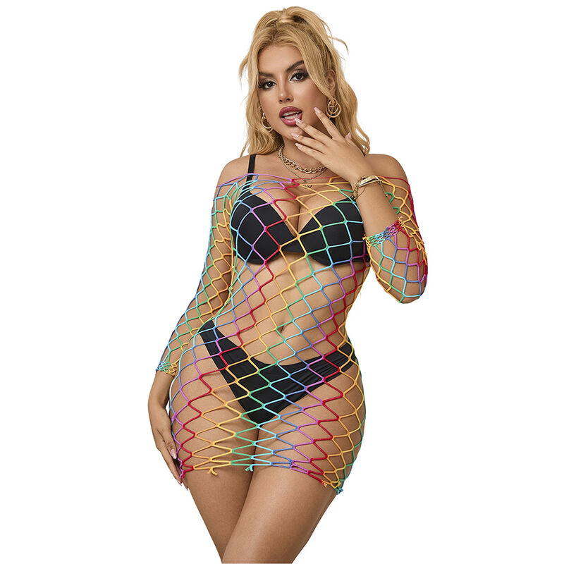 Subblime Dresses-952426 Vestito Rete Manica Lunga Rainbow One Size · Lingerie sexy donna (immagine 9)