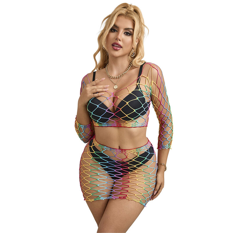 Subblime Sets-952440 Set 2 Parti Maglia Arcobaleno, Maniche Lunghe One · Lingerie sexy donna (immagine 5)