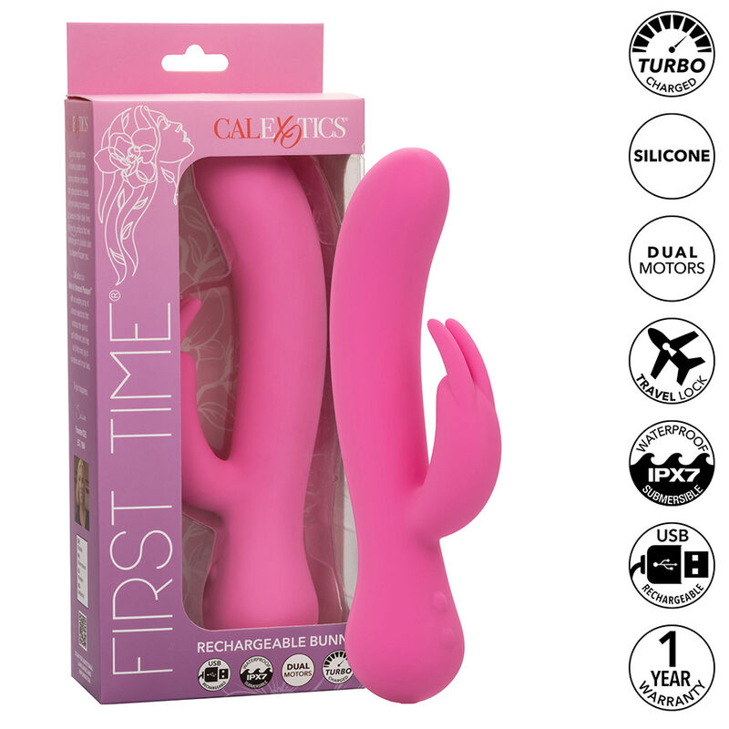 Calexotics-First Time Rabbit Vibratore ricaricabile Rosa-Silicone · Vibratori (immagine 2)