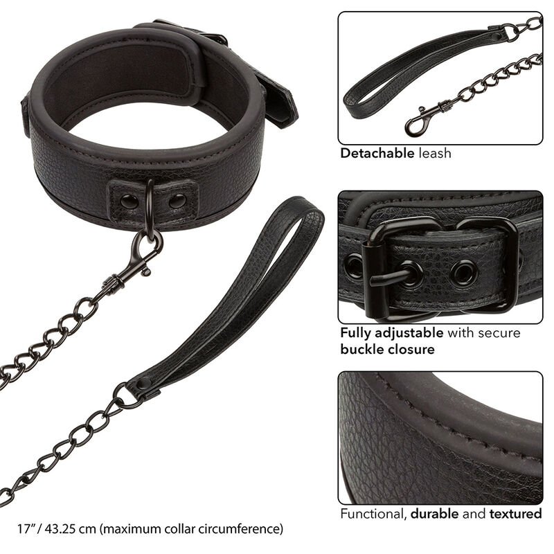 Calexotics-Collana notturna e guinzaglio in pelle, regolabile, Nero 4 Calexotics-Collana notturna e guinzaglio in pelle, regolabile, Nero · Bondage & Manette (imaginea 4)