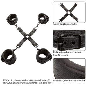 Calexotics-Connettore notturno Hog Tie in pelle regolabile Nero · Bondage & Manette (imaginea 3)