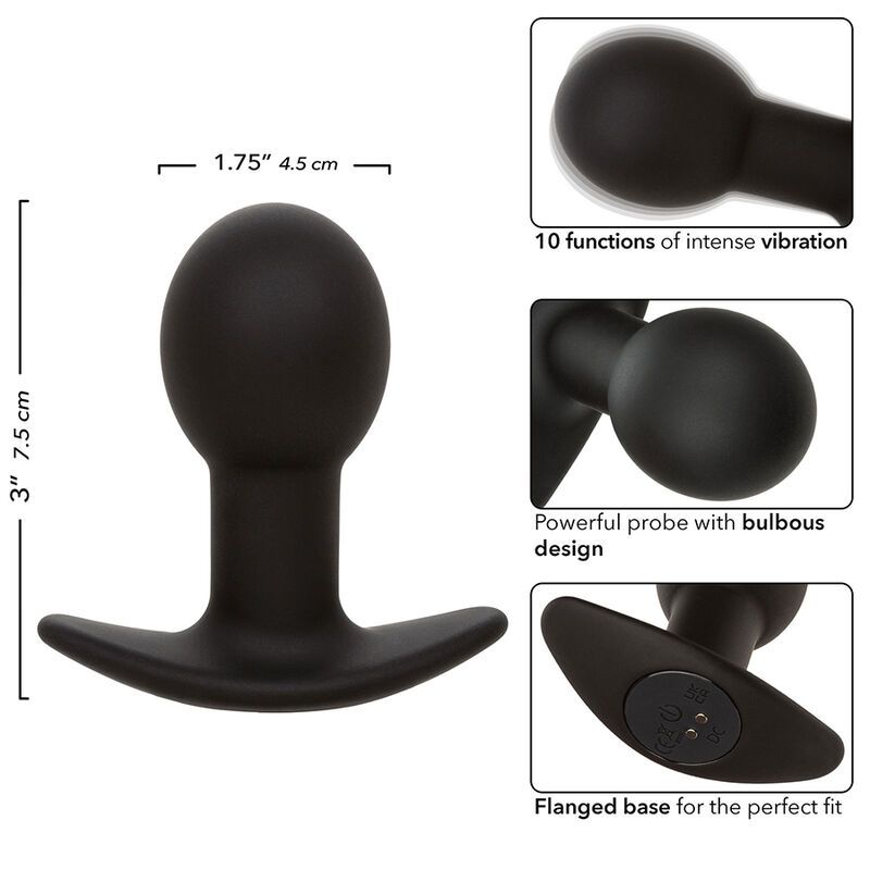Calexotics-Rock Bottom Plug anale 10 Vibrazioni Silicone Nero-10 · Giocattoli anali (immagine 6)