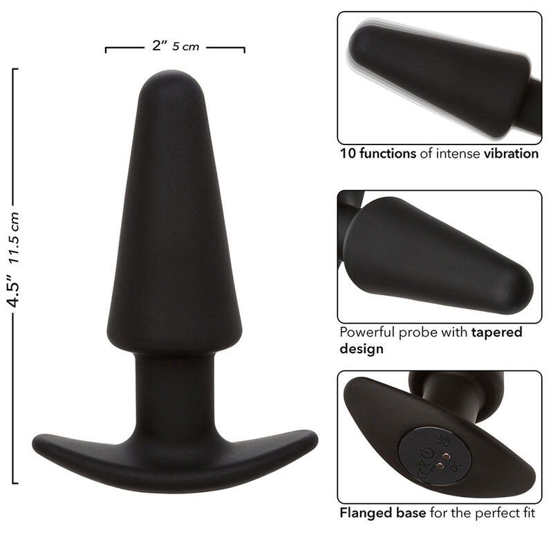 Calexotics-Rock Bottom Plug anale Conic 10 Vibrazioni, Silicone · Giocattoli anali (imaginea 7)