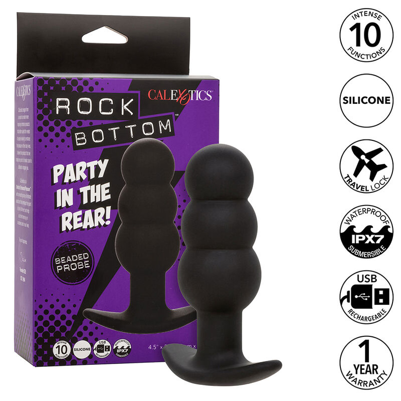 Calexotics-Rock Bottom Plug anale con Perline 10 Vibrazioni Silicone · Giocattoli anali (immagine 10)