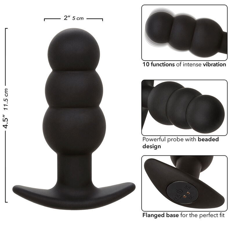 Calexotics-Rock Bottom Plug anale con Perline 10 Vibrazioni Silicone · Giocattoli anali (immagine 2)