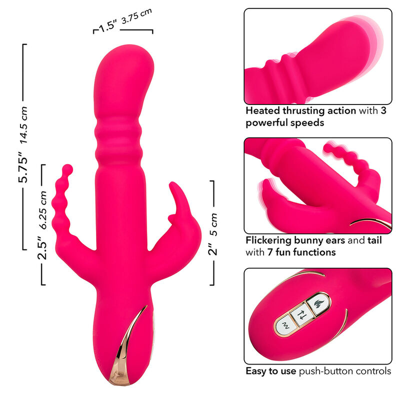 Calexotics-Jack Fantasy Vibratore Coniglio Triplo Riscaldato Rosa-7 · Vibratori (imaginea 8)