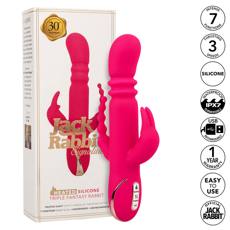 Calexotics-Jack Fantasy Vibratore Coniglio Triplo Riscaldato Rosa-7 · Vibratori (imaginea 10)