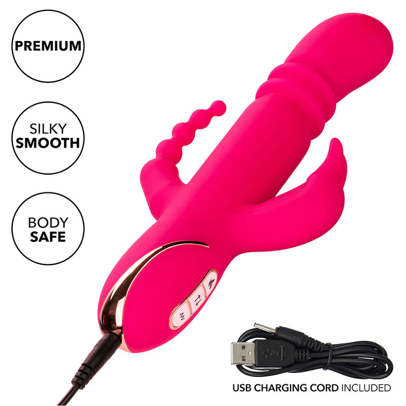 Calexotics-Jack Fantasy Vibratore Coniglio Triplo Riscaldato Rosa-7 · Vibratori (imaginea 4)