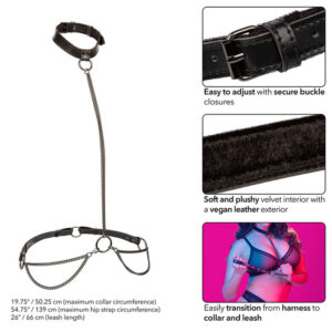 Calexotics-Euphoria Imbracatura convertibile con catena, collana e guinzaglio · Bondage & Manette (immagine 5)