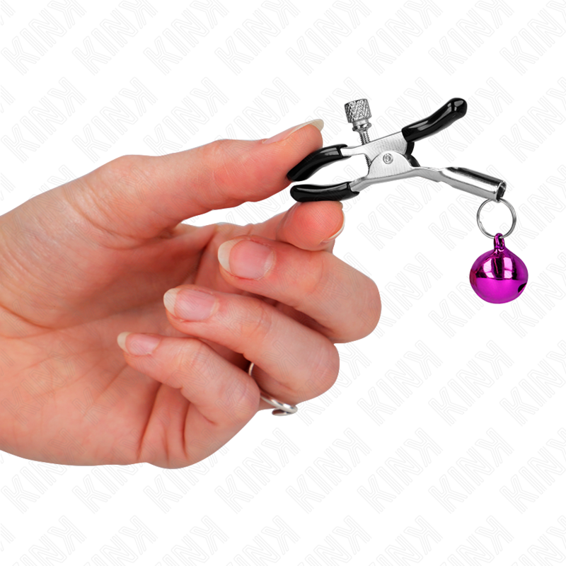 Kink Nipple Grip-Morsetto per capezzoli con campana Viola 6 cm-Metal · Accessori BDSM (imaginea 4)