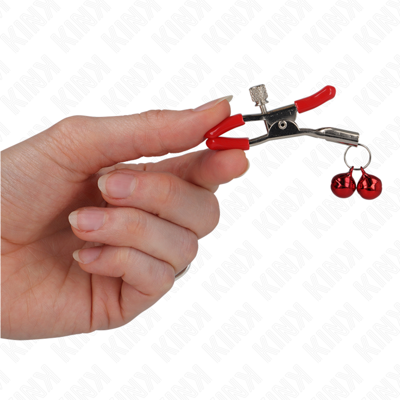 Kink Nipple Grip-Red Double Bell Nipple Clamp 6 cm-Metal 2 Kink Nipple Grip-Red Double Bell Nipple Clamp 6 cm-Metal · Accessori BDSM (imaginea 2)