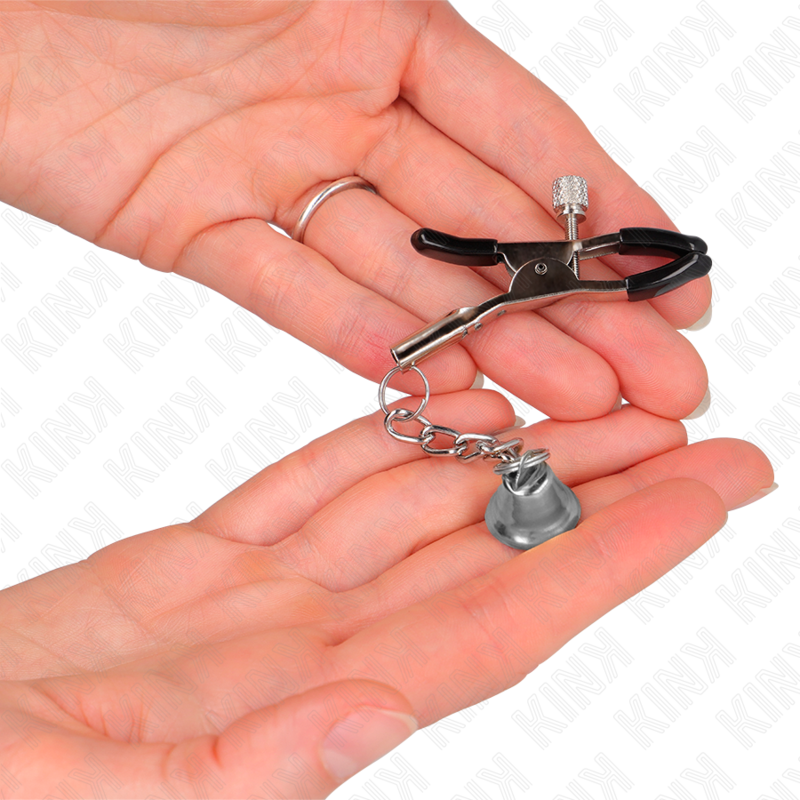 Kink Nipple Grip-Clame per capezzoli con ciondolo campana 3 Kink Nipple Grip-Clame per capezzoli con ciondolo campana · Accessori BDSM (imaginea 3)