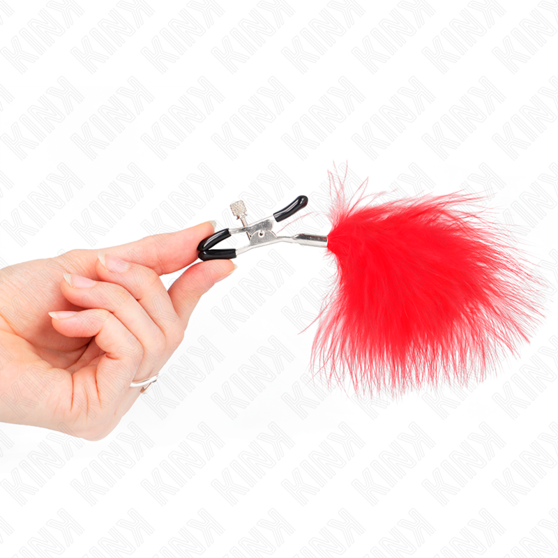 Kink Nipple Grip-Pinza per capezzoli con penna Rosso, 7 cm · Accessori BDSM (imaginea 4)