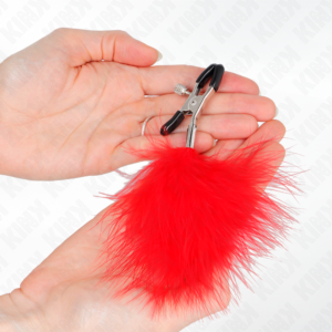 Kink Nipple Grip-Pinza per capezzoli con penna Rosso, 7 cm · Accessori BDSM (imaginea 3)