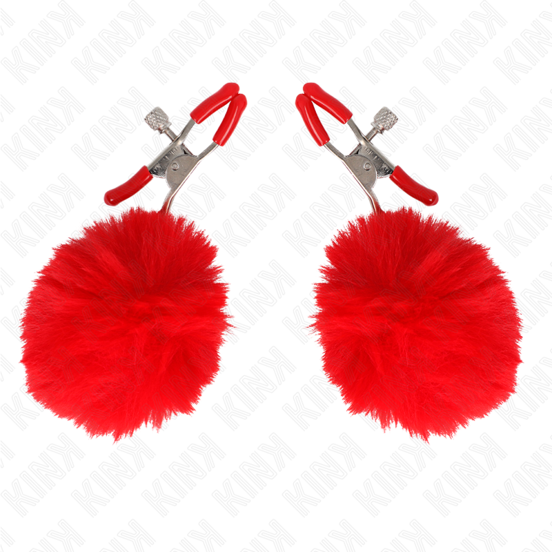 Kink Nipple Grip-Pinzette per tette con pompon di pelliccia 2 Kink Nipple Grip-Pinzette per tette con pompon di pelliccia · Accessori BDSM (imaginea 2)