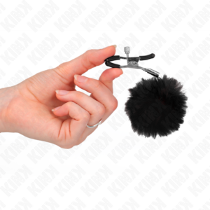 Kink Nipple Grip-Morsetto per capezzoli a sfera di pelliccia · Accessori BDSM (immagine 3)