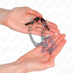 Kink Nipple Grip-Morsetti per capezzoli a 3 catene d'argento · Accessori BDSM (imaginea 2)