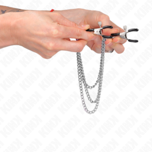 Kink Nipple Grip-Morsetti per capezzoli a 3 catene d'argento · Accessori BDSM (imaginea 3)