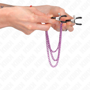 Kink Nipple Grip-Morsetti per capezzoli a 3 catene Viola 8 Kink Nipple Grip-Morsetti per capezzoli a 3 catene Viola · Accessori BDSM (imaginea 3)
