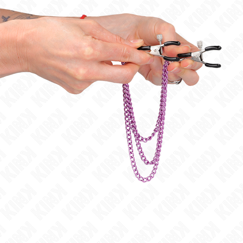 Kink Nipple Grip-Morsetti per capezzoli a 3 catene Viola 3 Kink Nipple Grip-Morsetti per capezzoli a 3 catene Viola · Accessori BDSM (imaginea 3)