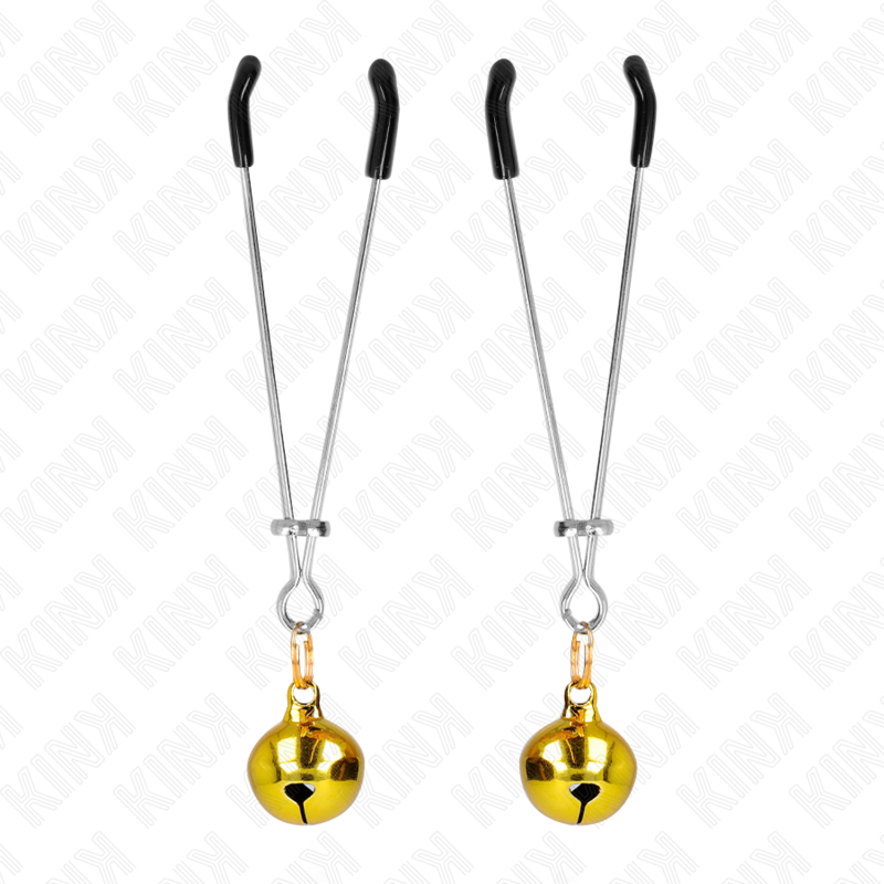 Kink Nipple Grip-Morsetti sottili per capezzoli con campane-Oro 2 Kink Nipple Grip-Morsetti sottili per capezzoli con campane-Oro · Accessori BDSM (imaginea 2)