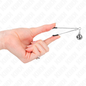 Kink Nipple Grip-Morsetti sottili per capezzoli con campane-Argento · Accessori BDSM (imaginea 4)