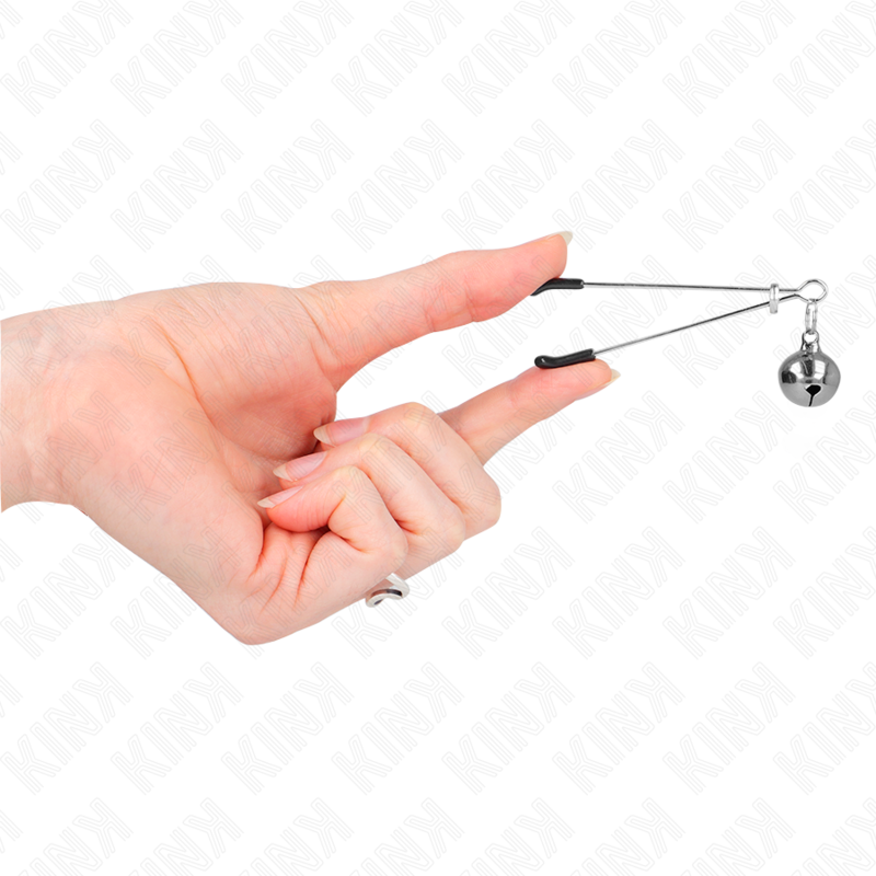Kink Nipple Grip-Morsetti sottili per capezzoli con campane-Argento · Accessori BDSM (imaginea 4)
